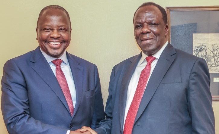 Cabinet Secretary Cooperatives and MSMEs Development Hon. Dr. FCPA Wycliffe Oparanya, EGH with Cabinet Secretary Agriculture Sen. Mutahi Kagwe. PHOTO/COURTESY